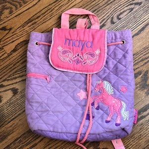 Little girl Stephen Joseph backpack personalized Maya